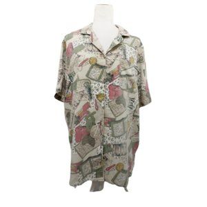 Alfred Dunner Safari Button Up Short Sleeve Blouse 16